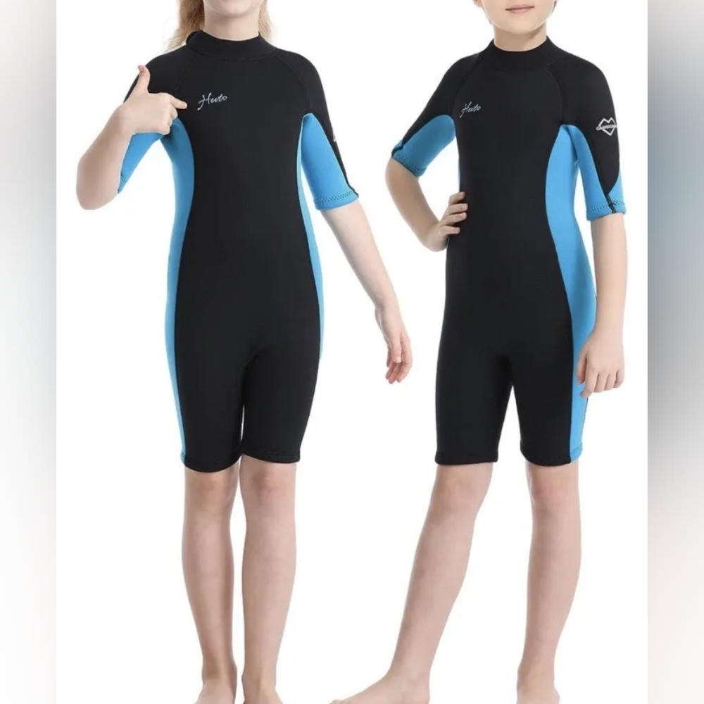 Hevto, Kids 10X Shorty wetsuit, black, blue